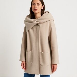 Anthropologie Moth Wool beige trench coat oversized